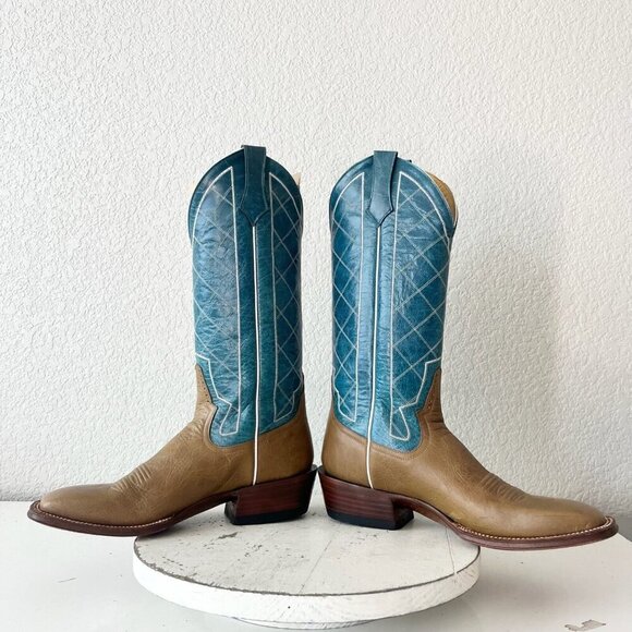 Rod Patrick Womens Cowboy Boots 8AA Brown Turquoise Western Cowgirl Square Toe - Picture 7 of 12